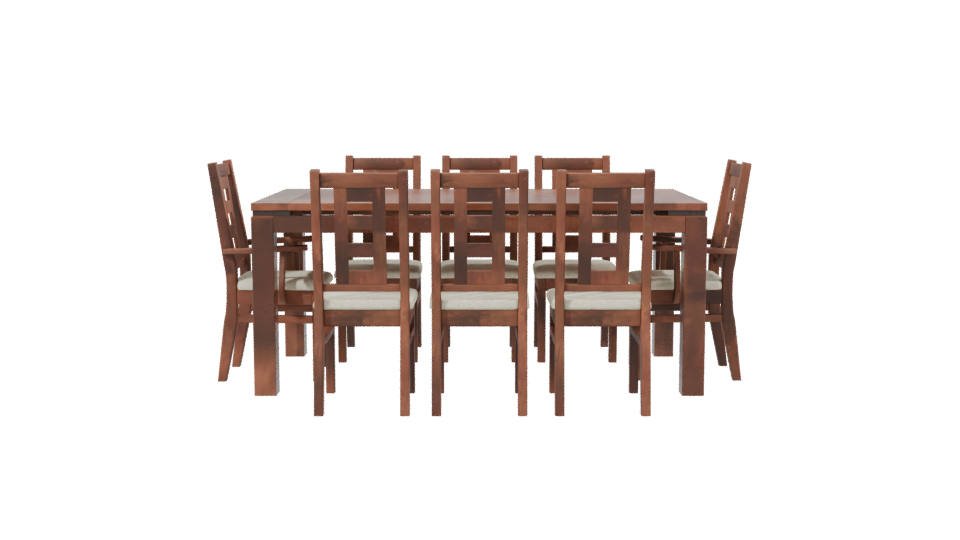 Elegant Wooden Dining Table Set - Professional 3D Model Render 2