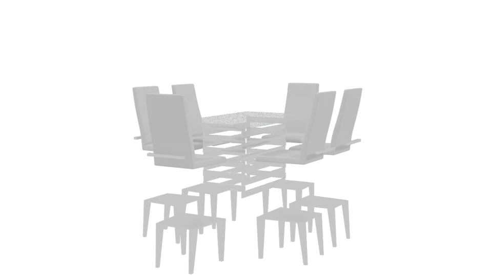 Contemporary Glass Dining Set - Professional 3D Model Render 3