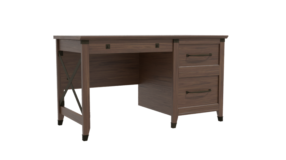 Elegant Wooden Office Desk 3D - Professional 3D Model Render 10