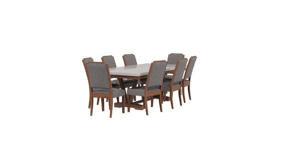 Stylish Wooden Dining Table Set - Professional 3D Model Render 3