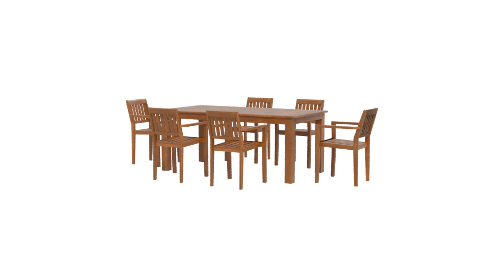 Elegant Wooden Outdoor Dining Set 3D Model - Professional 3D Model Render 12