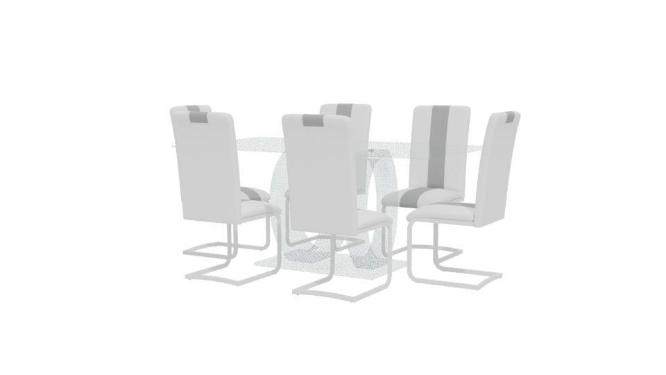 Contemporary Glass Dining Table Set - Professional 3D Model Render 12