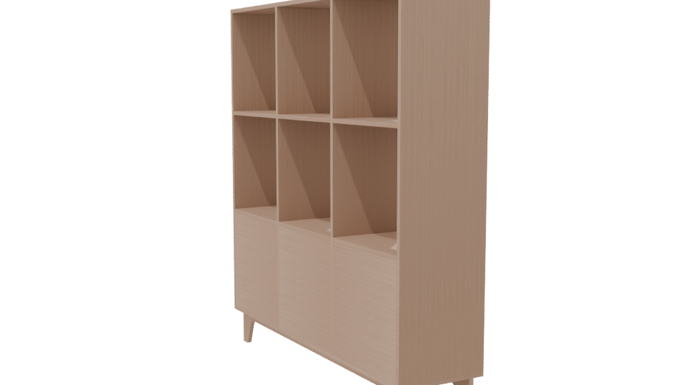Minimalist Wooden Bookshelf 3D - Professional 3D Model Render 7