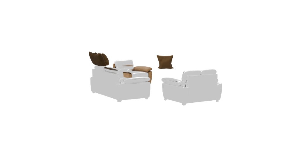 Stylish Brown Leather Sofa Set - Professional 3D Model Render 7