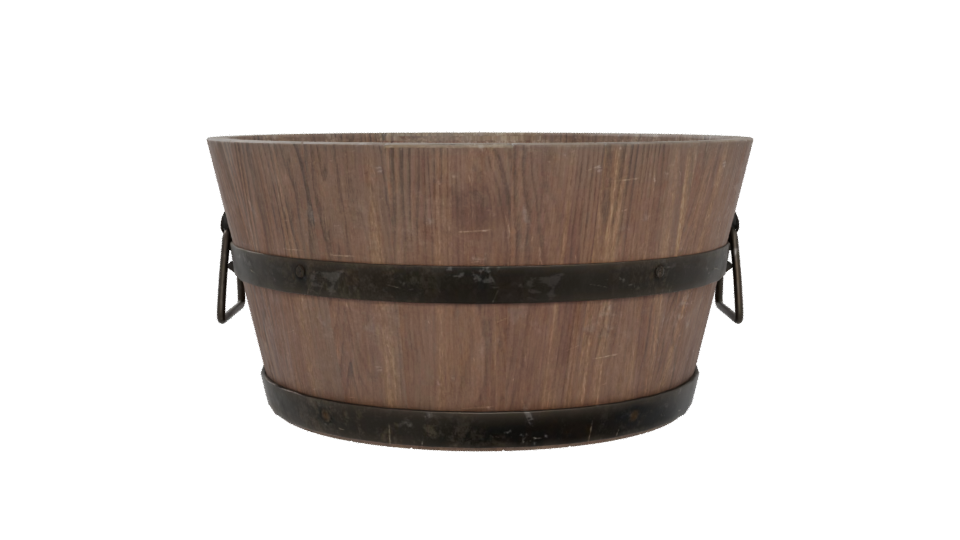 Rustic Wooden Bucket Model - Professional 3D Model Render 5