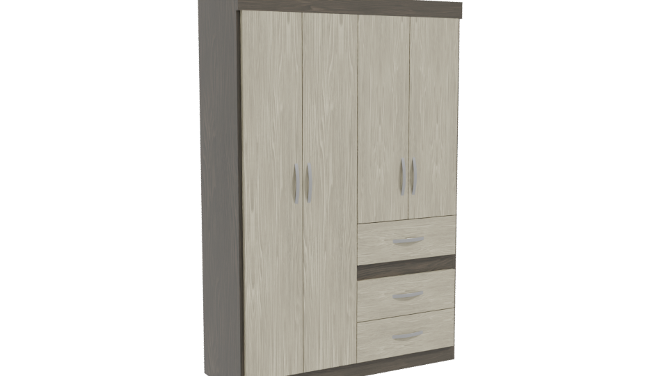Modern Closet 4 Doors 3D Model - Professional 3D Model Render 10