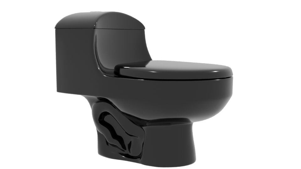 Modern Black One-Piece Toilet 3D - Professional 3D Model Render 9