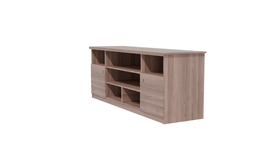 Stylish Wooden TV Stand with Shelves 3D Model - Professional 3D Model Render 13