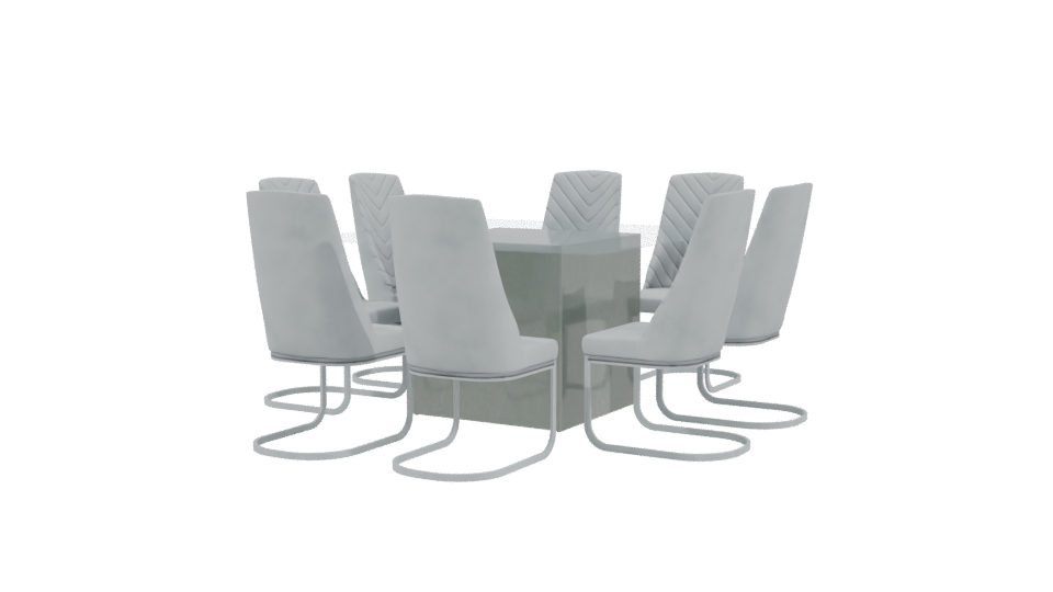 Elegant Glass Dining Table Set 3D - Professional 3D Model Render 3