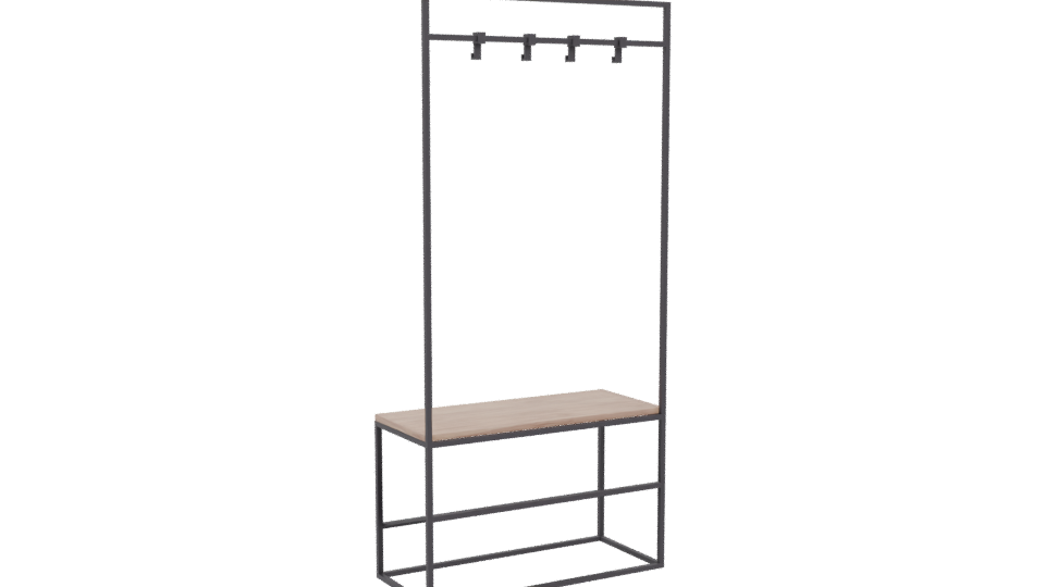 Industrial Coat Rack Bench 3D - Professional 3D Model Render 4