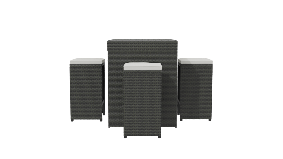 Bar Table with 4 Stools 3D - Professional 3D Model Render 2