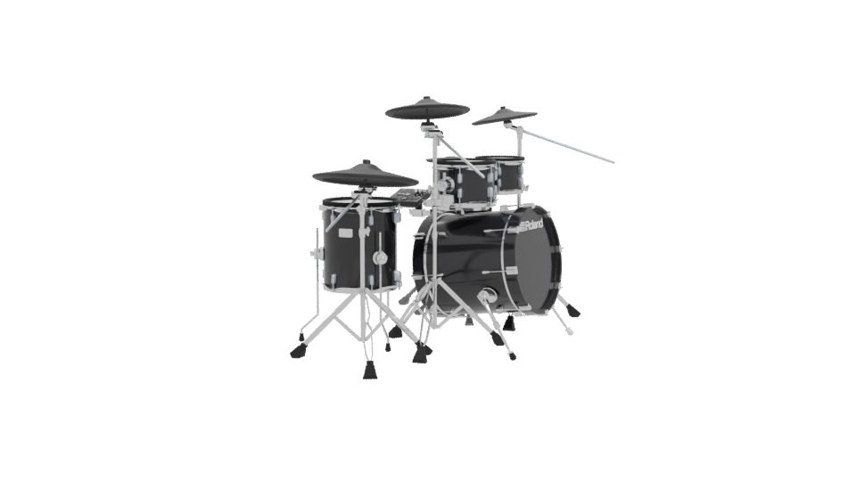 Realistic Black Drum Set 3D - Professional 3D Model Render 12