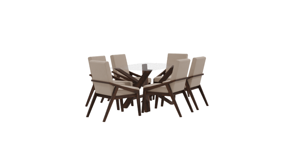 Stylish Glass Dining Table Set - Professional 3D Model Render 9