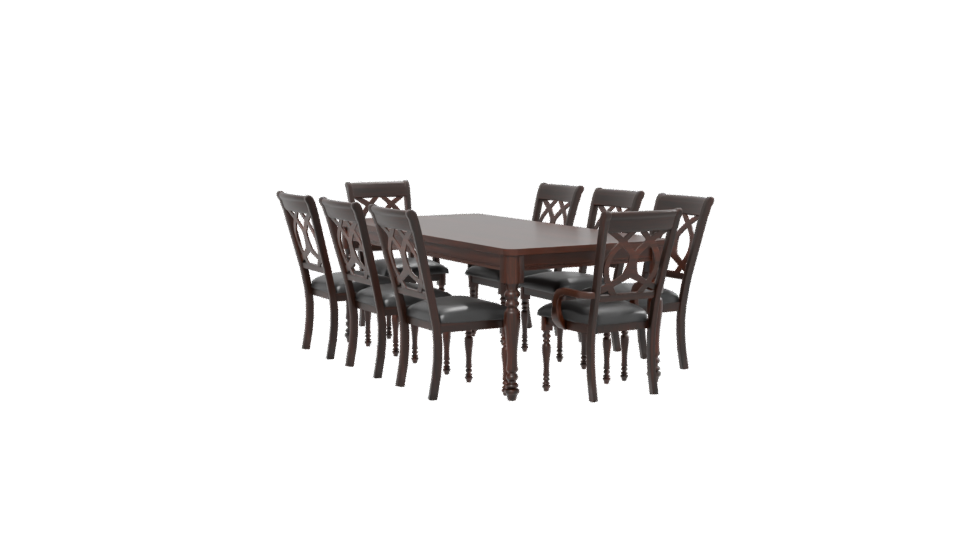 Elegant Wooden Dining Set Model - Professional 3D Model Render 13