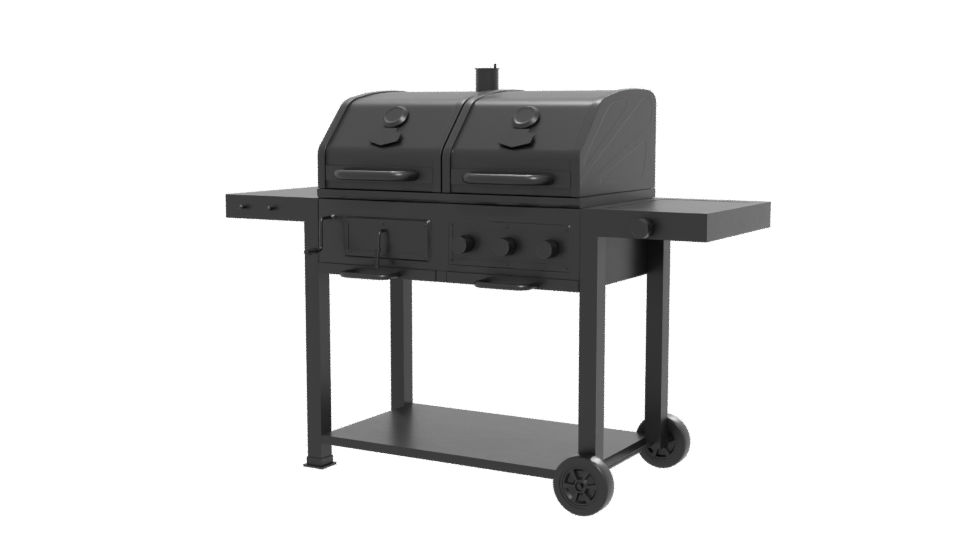 Stylish Dual Chamber BBQ Grill 3D Model - Professional 3D Model Render 12