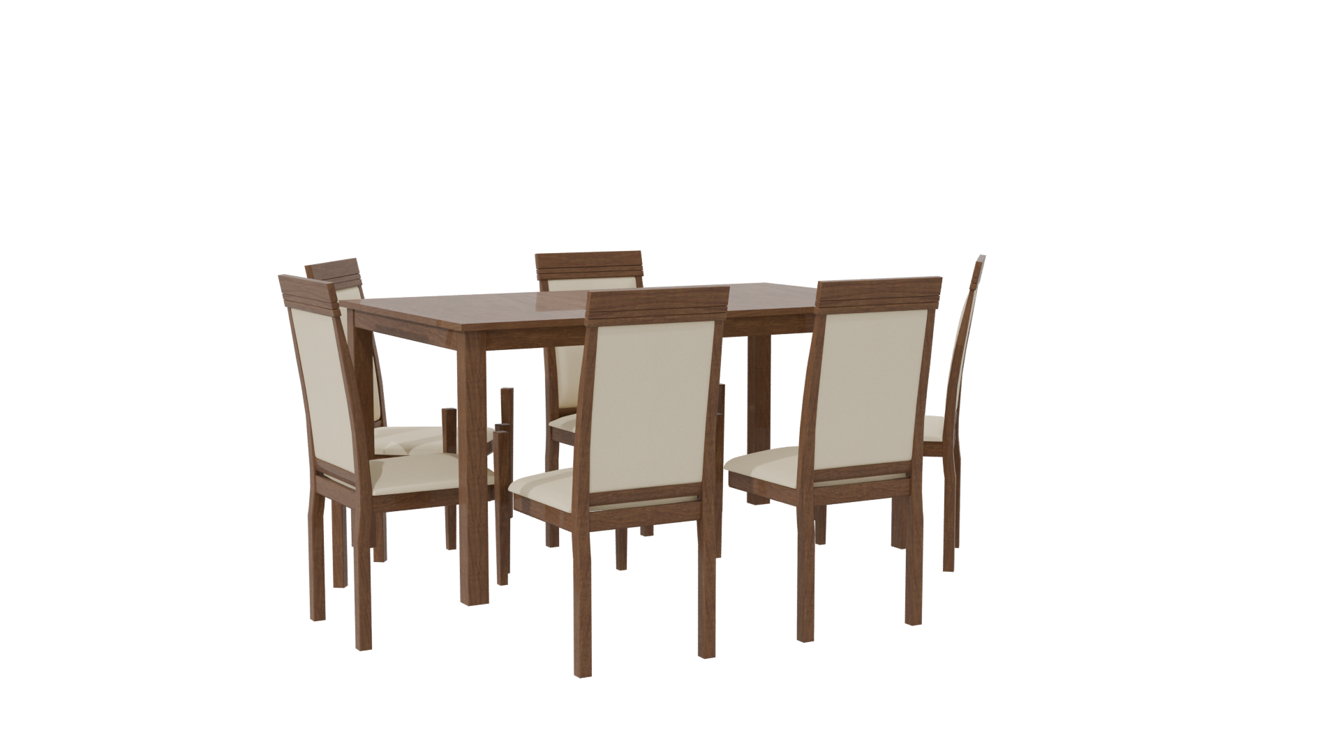 Elegant Wooden Dining Table Set 3D Model - Professional 3D Model Render 16