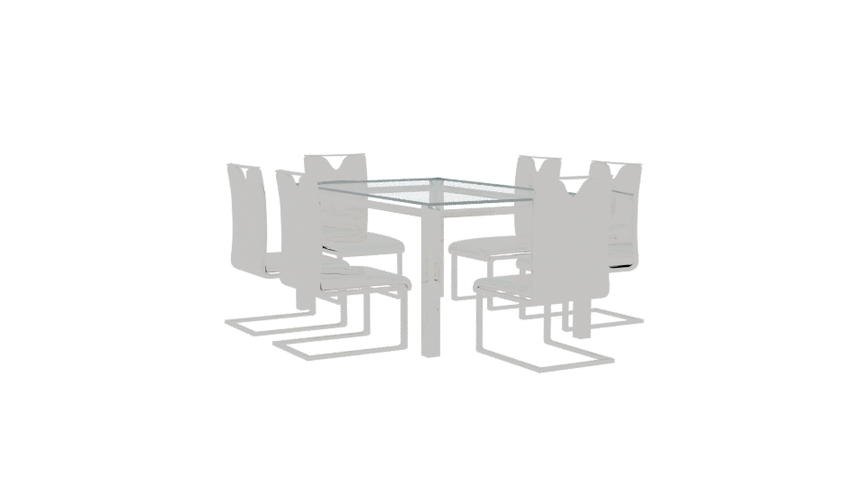 Modern Glass Dining Table Set - Professional 3D Model Render 7