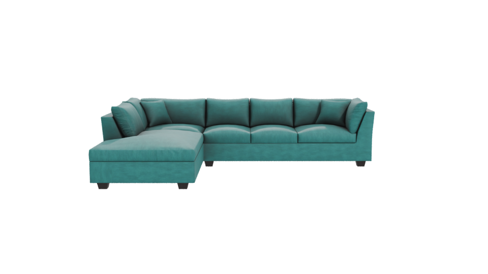 Luxe Teal Sectional Sofa 3D - Professional 3D Model Render 11