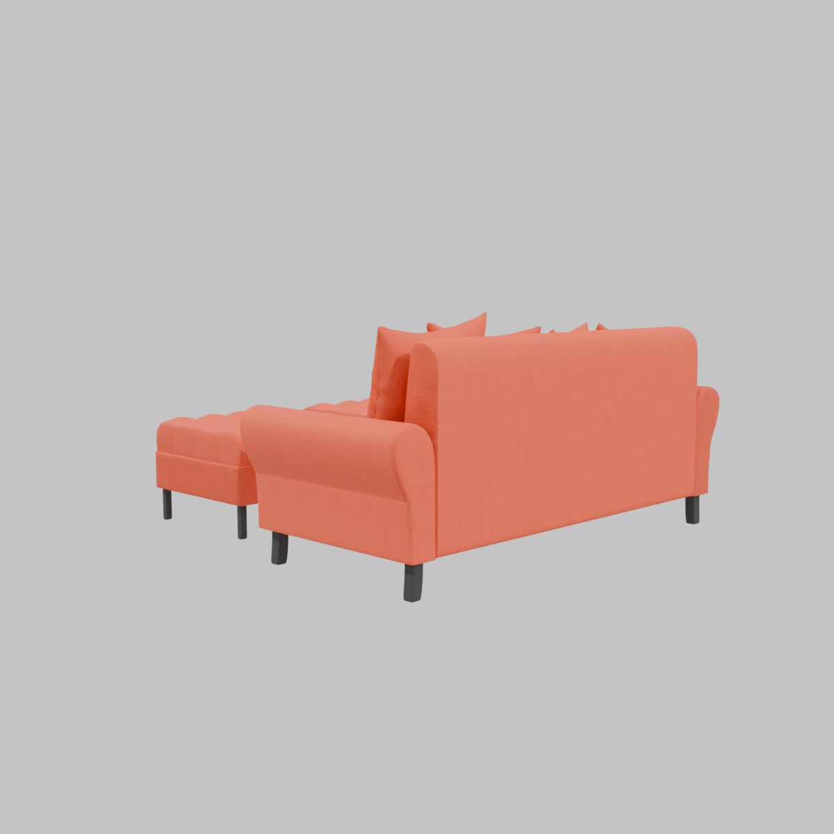 Sofa Lua 3C + 2 Poufs Felpa_Naranjo_2