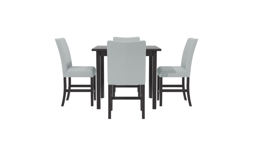 Stylish Modern Dining Table with Upholstered Chairs 3D Model - Professional 3D Model Render 2