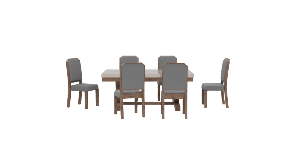 Stylish Wooden Dining Table Set - Professional 3D Model Render 5