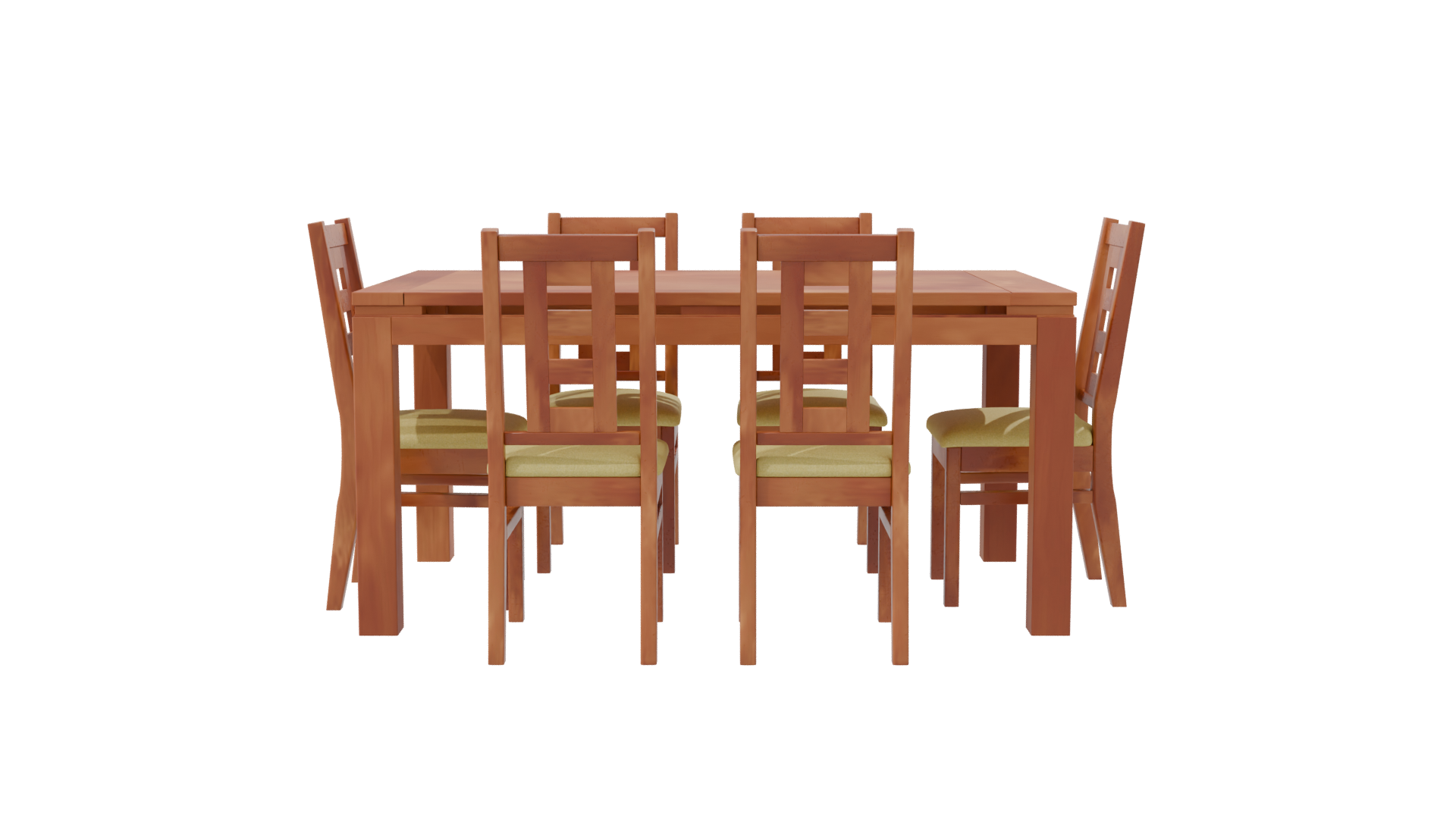 Stylish Wooden Dining Table Set 3D Model - Professional 3D Model Render 8