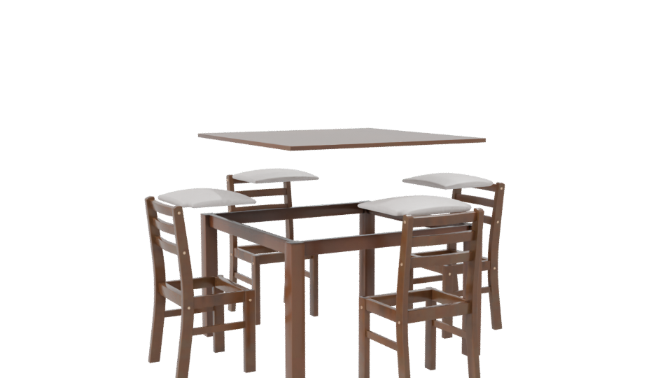 Elegant Wooden Dining Table Set - Professional 3D Model Render 7