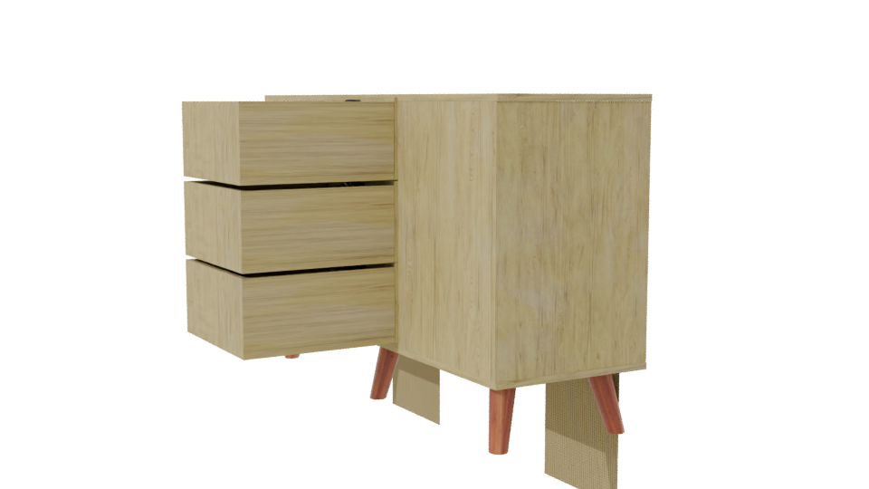 Vintage Wooden Sideboard 3D Model - Professional 3D Model Render 7