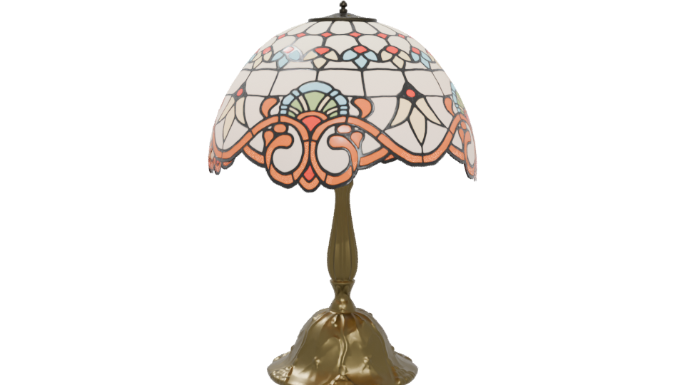 Vintage Stained Glass Table Lamp - Professional 3D Model Render 5