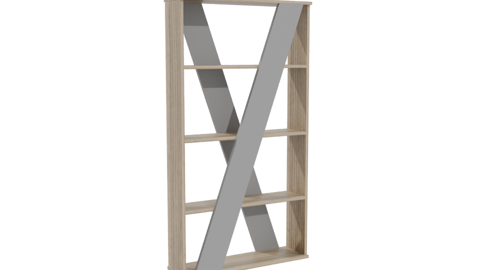 Contemporary Wooden Bookshelf 3D - Professional 3D Model Render 4