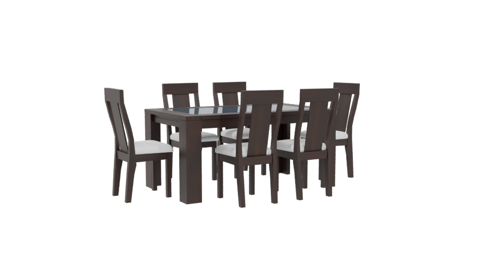 Elegant Modern Wooden Dining Table Set 3D Model - Professional 3D Model Render 4