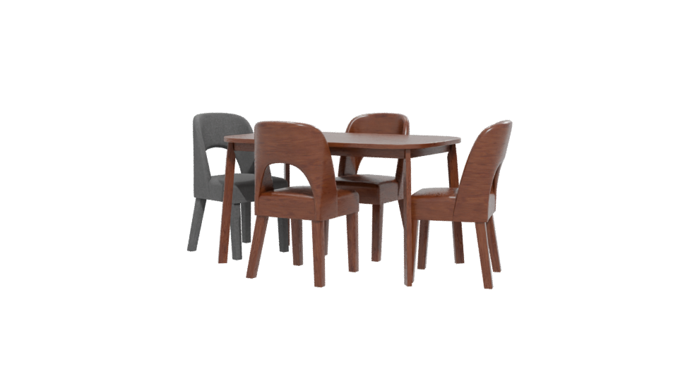 Stylish Wooden Dining Table Set - Professional 3D Model Render 12