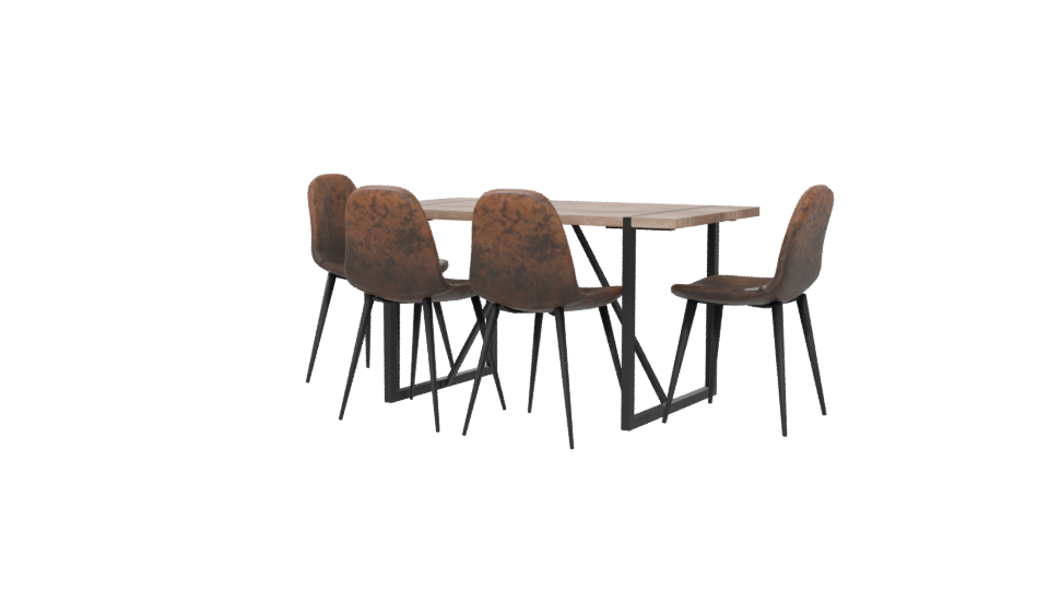Stylish Modern Dining Table with Chairs 3D Model - Professional 3D Model Render 6