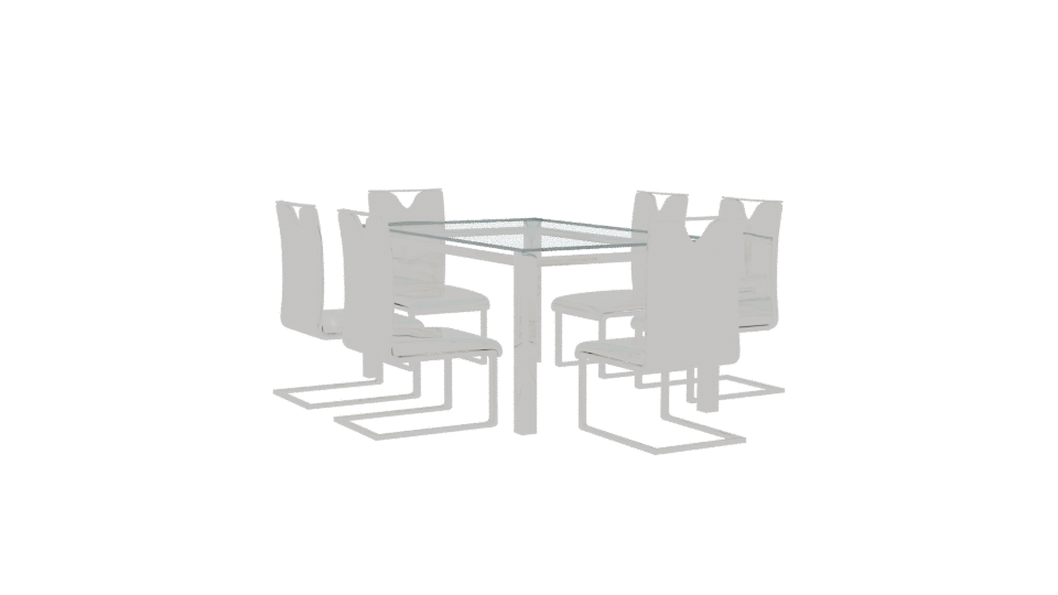 Elegant Glass Dining Table Set - Professional 3D Model Render 13