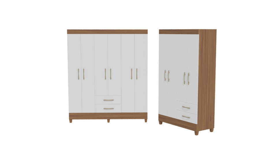 Stylish Wooden Wardrobe Set 3D - Professional 3D Model Render 12