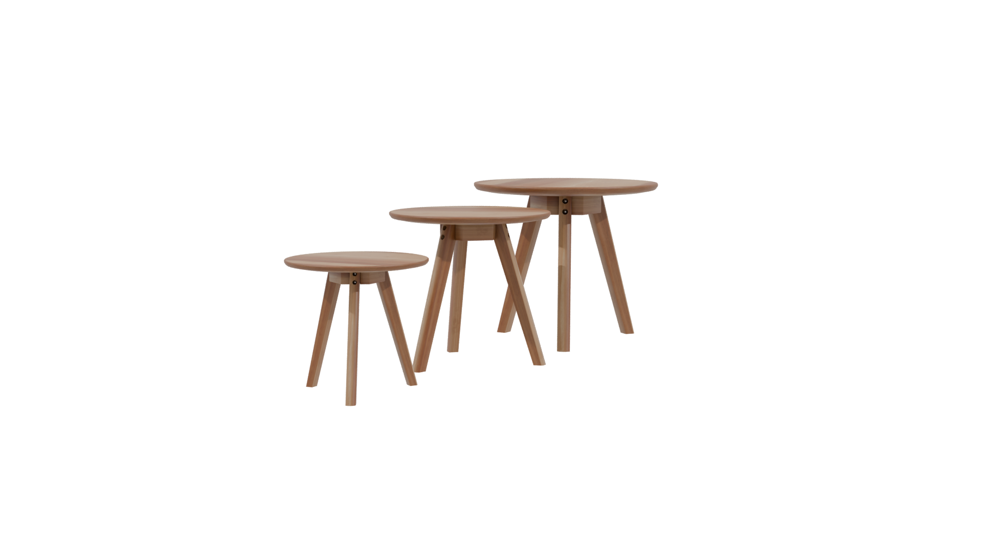 Stylish Wooden Side Table Set - Professional 3D Model Render 3
