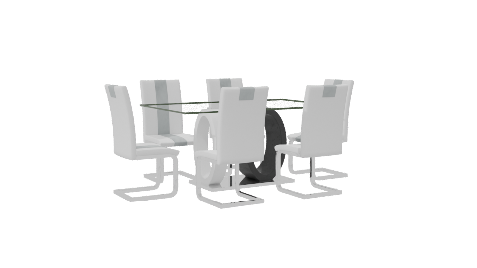 Stylish Glass Dining Table Set - Professional 3D Model Render 7