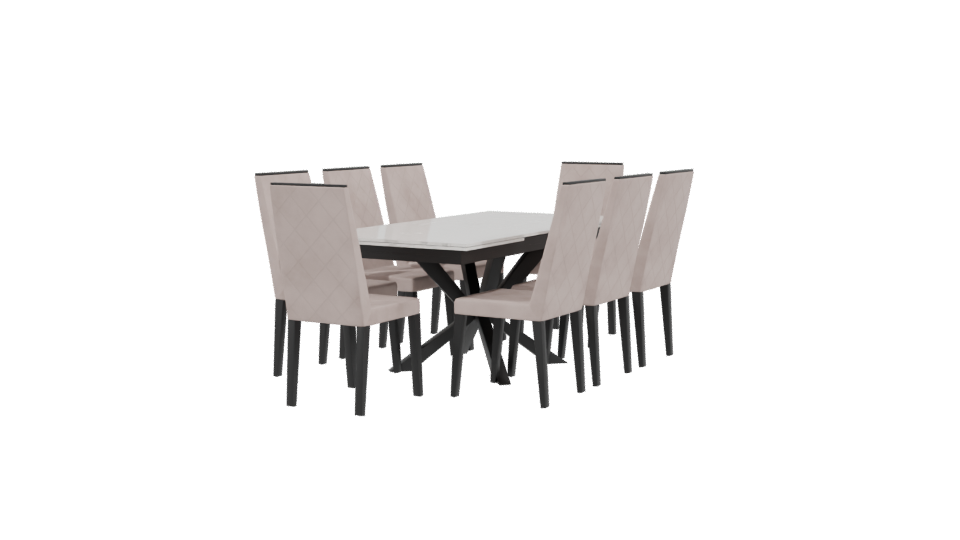 Elegant Dining Table Set 3D - Professional 3D Model Render 3