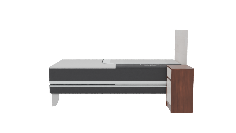 Stylish Minimalist Bed with Nightstand 3D Model - Professional 3D Model Render 2