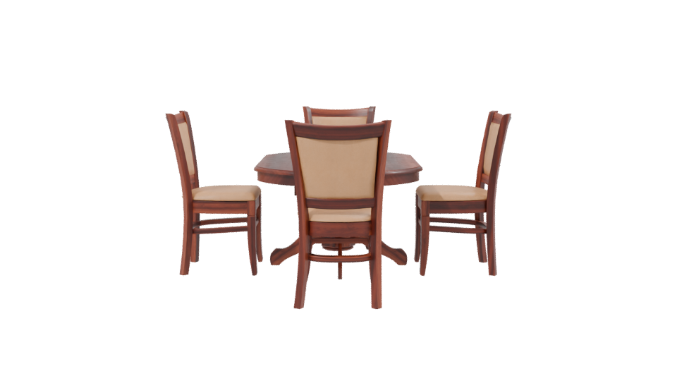 Elegant Round Wooden Dining Table Set 3D Model - Professional 3D Model Render 2