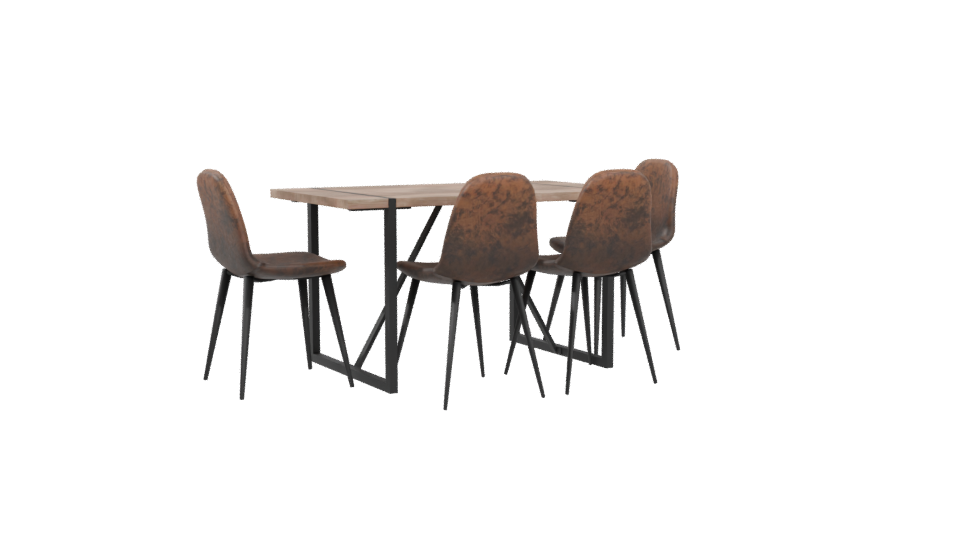 Stylish Modern Dining Table with Chairs 3D Model - Professional 3D Model Render 4