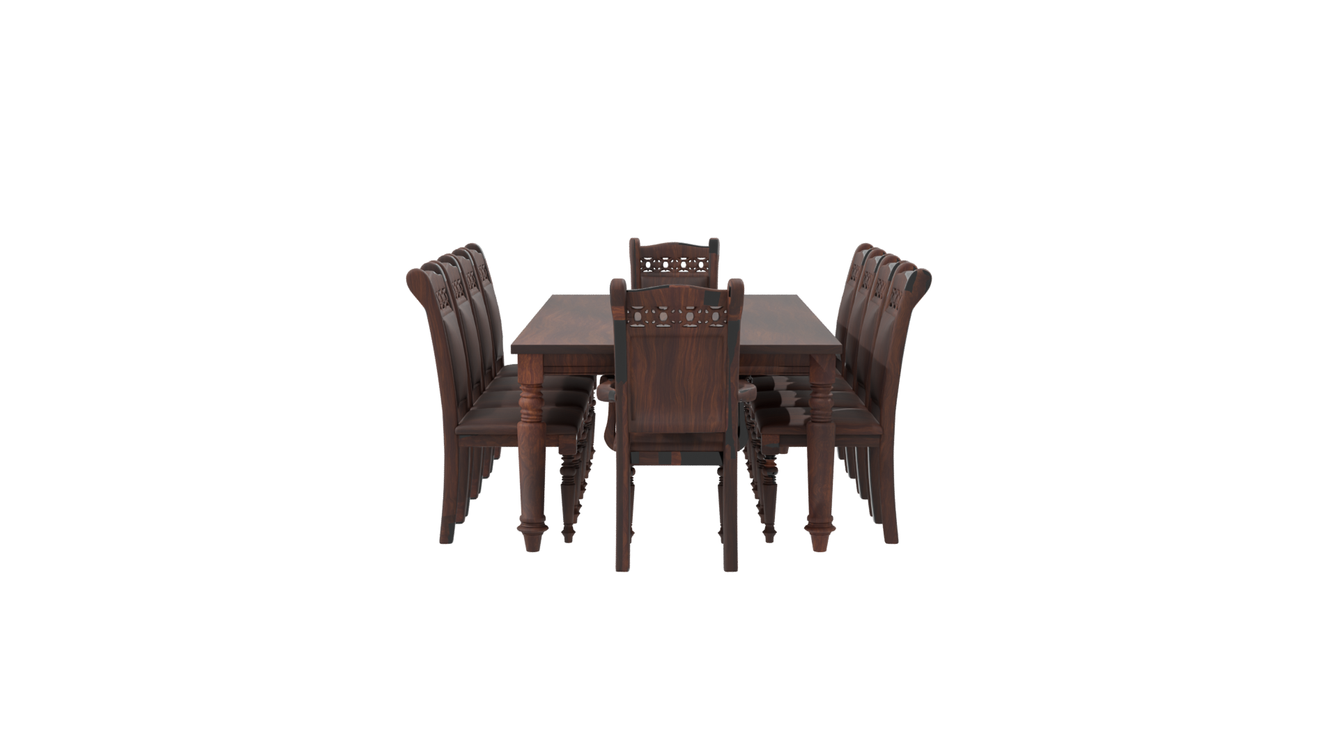Elegant Rustic Wooden Dining Table with Chairs 3D Model - Professional 3D Model Render 8