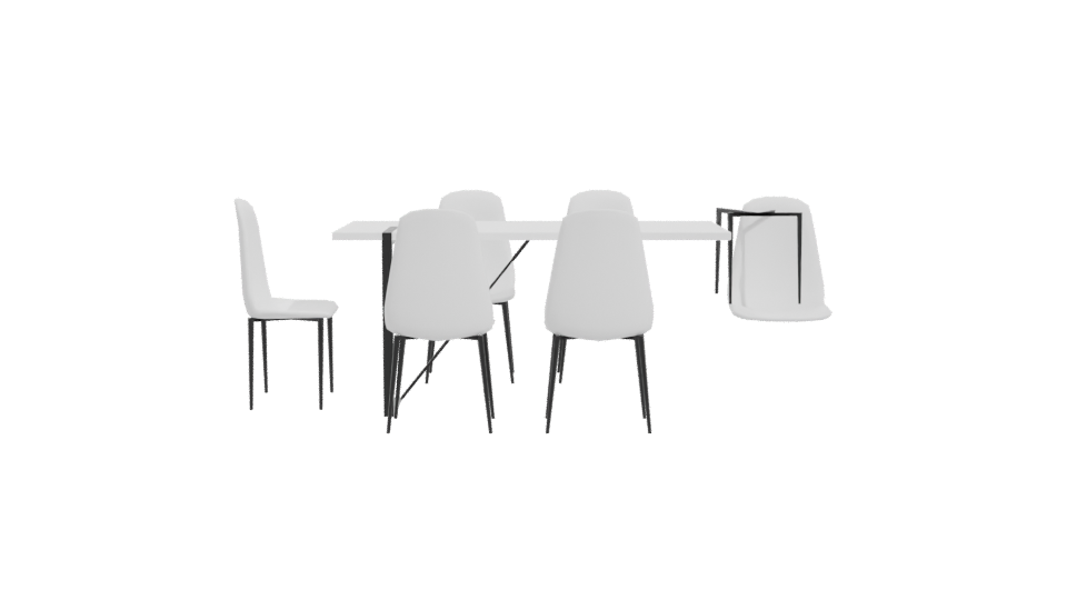 Minimalist Dining Table Set 3D - Professional 3D Model Render 11