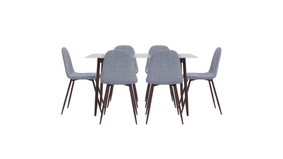 Modern Glass Dining Table Set - Professional 3D Model Render 11