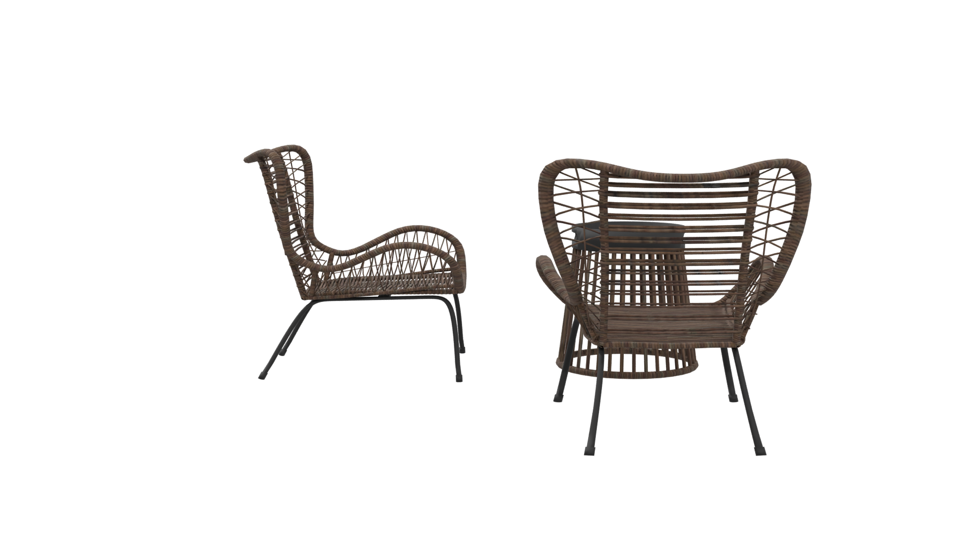 Stylish Rattan Lounge Chair Set - Professional 3D Model Render 5