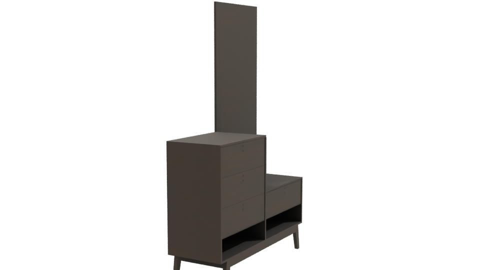 Contemporary Wooden Dresser with Mirror 3D Model - Professional 3D Model Render 9