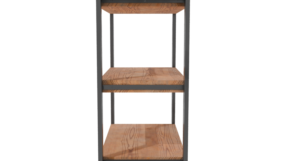 Industrial Wooden Shelf Rack 3D - Professional 3D Model Render 2