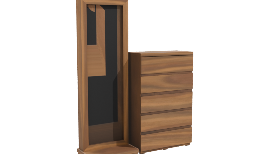 Elegant Wooden Mirror and Cabinet - Professional 3D Model Render 10