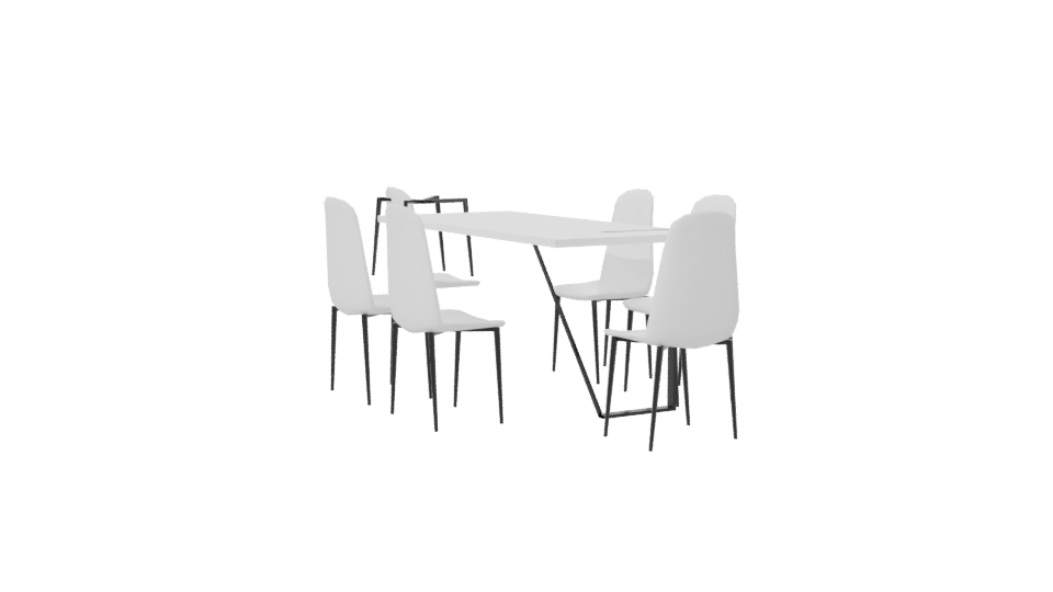 Minimalist Dining Table Set 3D - Professional 3D Model Render 7