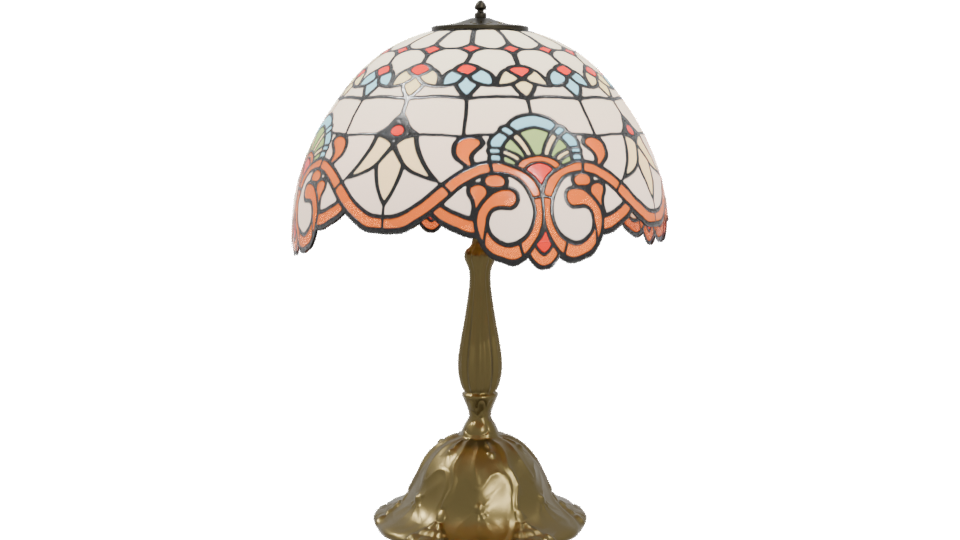 Vintage Stained Glass Table Lamp - Professional 3D Model Render 4
